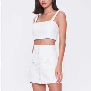 Tweed Crop Top & Buttoned Skirt Set